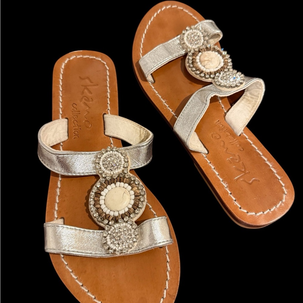 Skemo Women's Sandals with Silver and Cream Accents